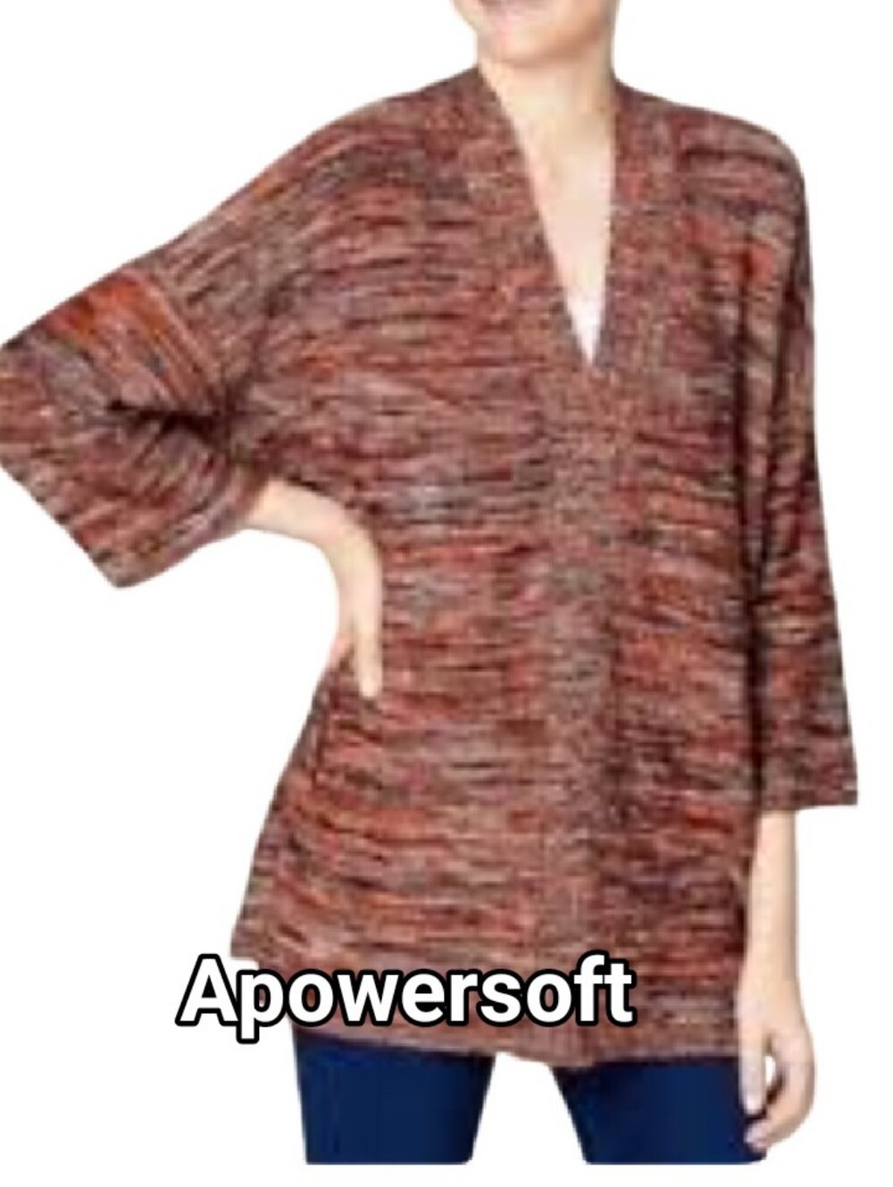 Women's Multicolor Knit V-Neck Sweater Tunic